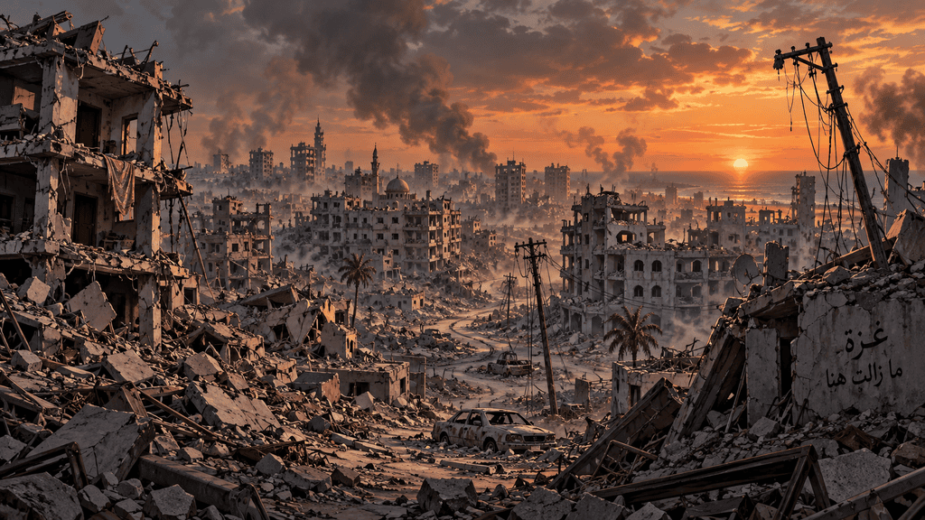 Ruined buildings and widespread destruction in Gaza
