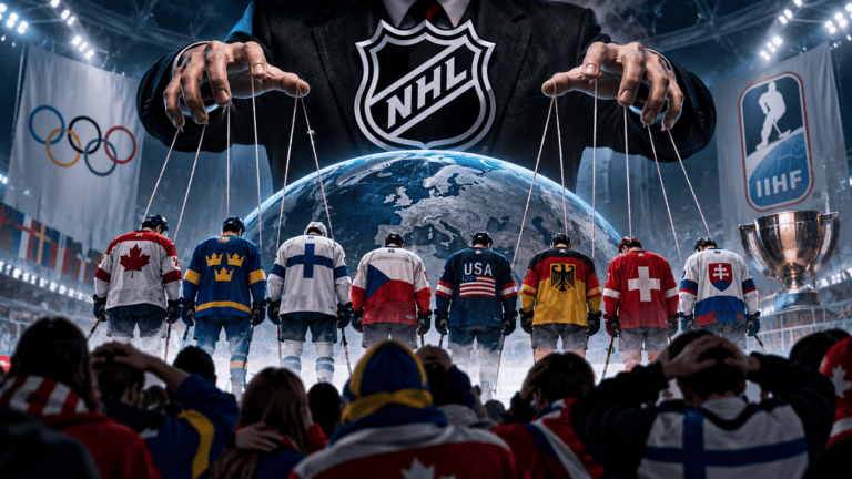 Illustration of the NHL overshadowing international ice hockey and national teams