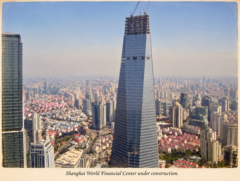 Shanghai World Financial Center during construction in 2007