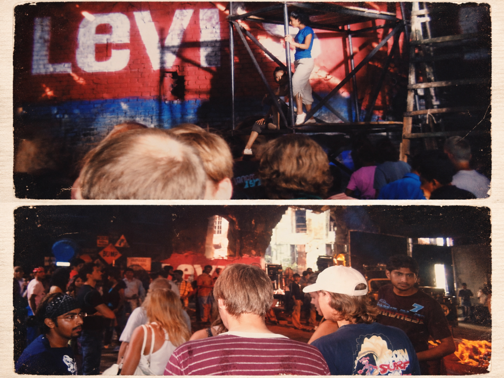 Vintage collage showing people and crowds during a visit to Mumbai in 2007.