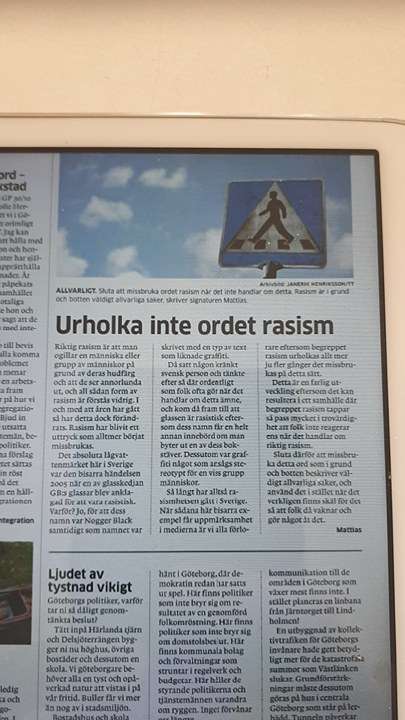 Screenshot of the author's Swedish newspaper letter to the editor from 2017