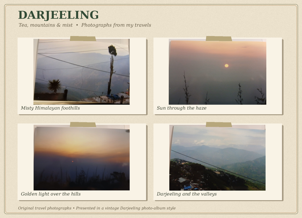 Collage of original travel photographs taken in Darjeeling during the 2007 India journey.